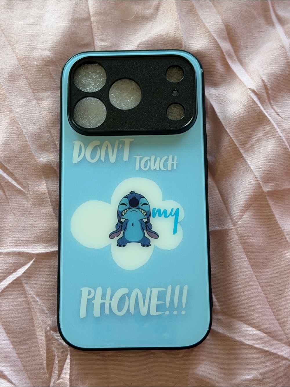 Blue 'Don't Touch My Phone' Cute Stitch 17 Pro Phone Case